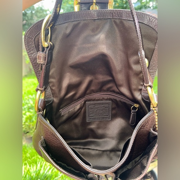Coach Signature Sufflette Pebbled Leather Shoulder Chocolate Brown SOHO - Picture 12 of 17